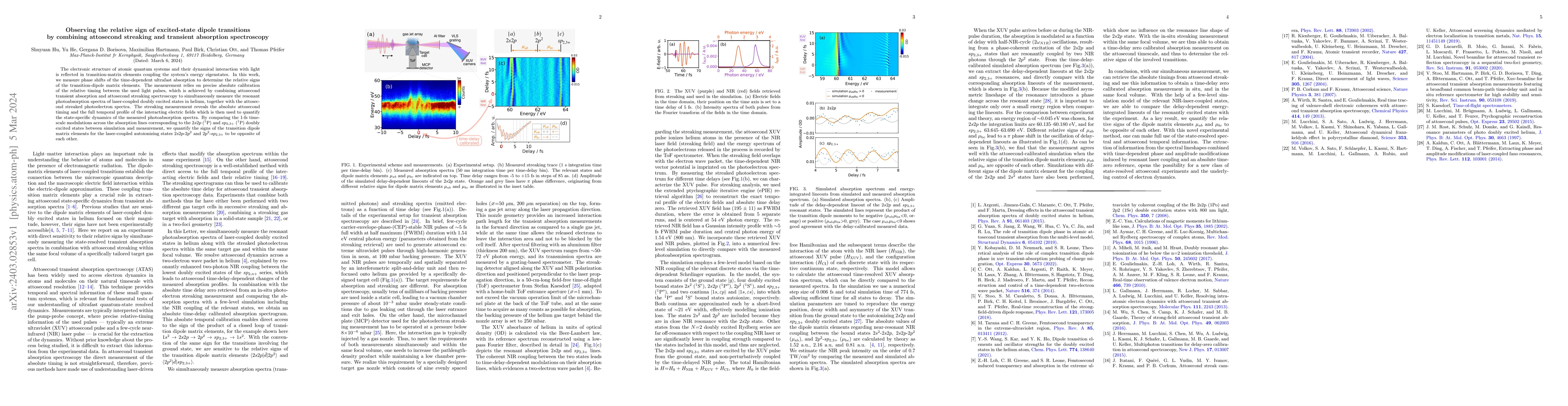 Thumbnail for Observing the relative sign of excited-state dipole transitions by
  combining attosecond streaking and transient absorption spectroscopy