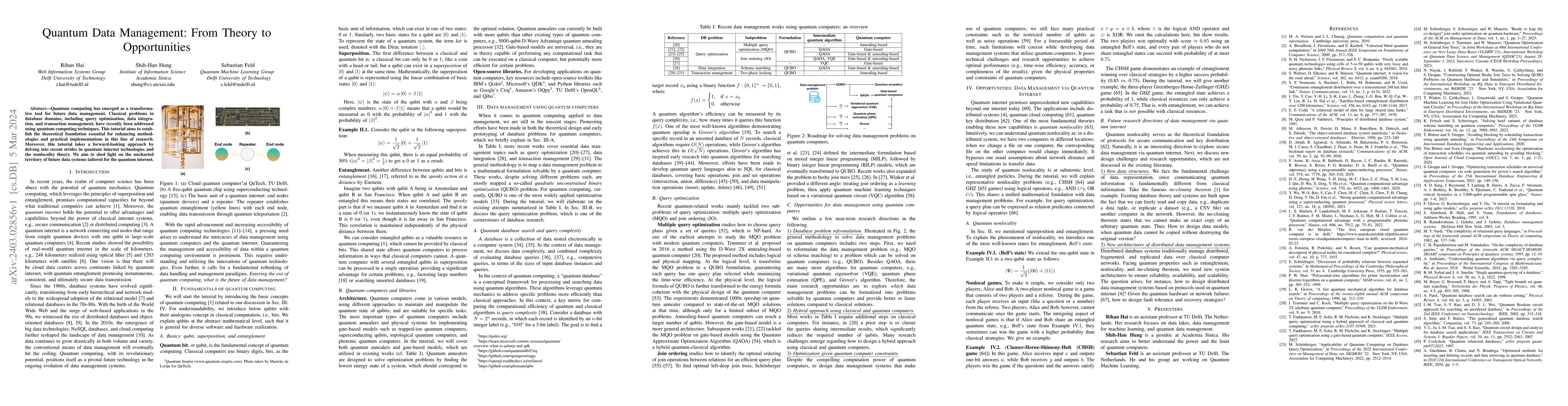 Thumbnail for Quantum Data Management: From Theory to Opportunities