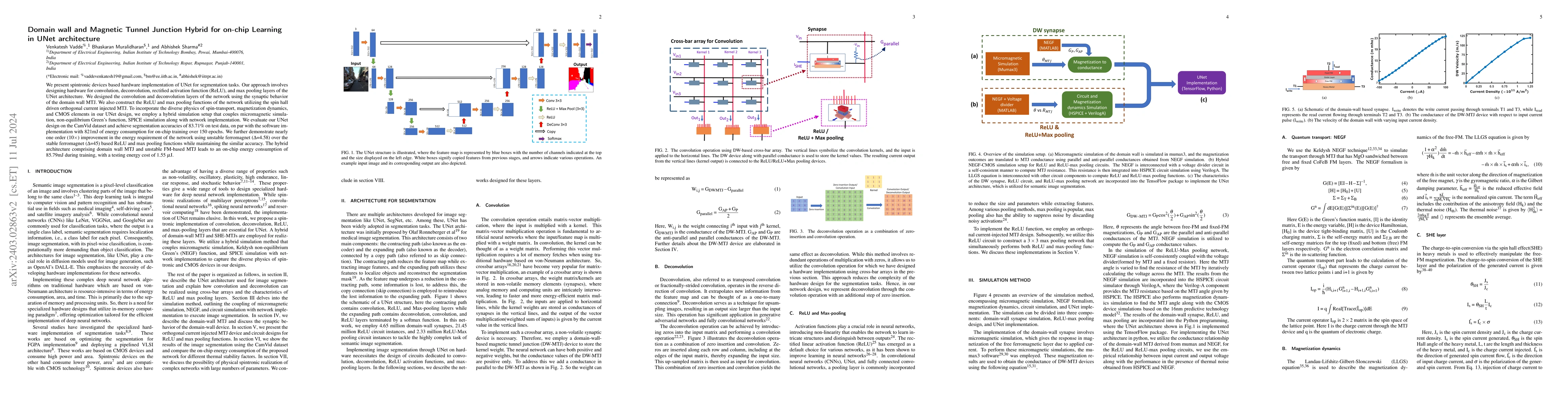 Thumbnail for Domain wall and Magnetic Tunnel Junction Hybrid for on-chip Learning in
  UNet architecture