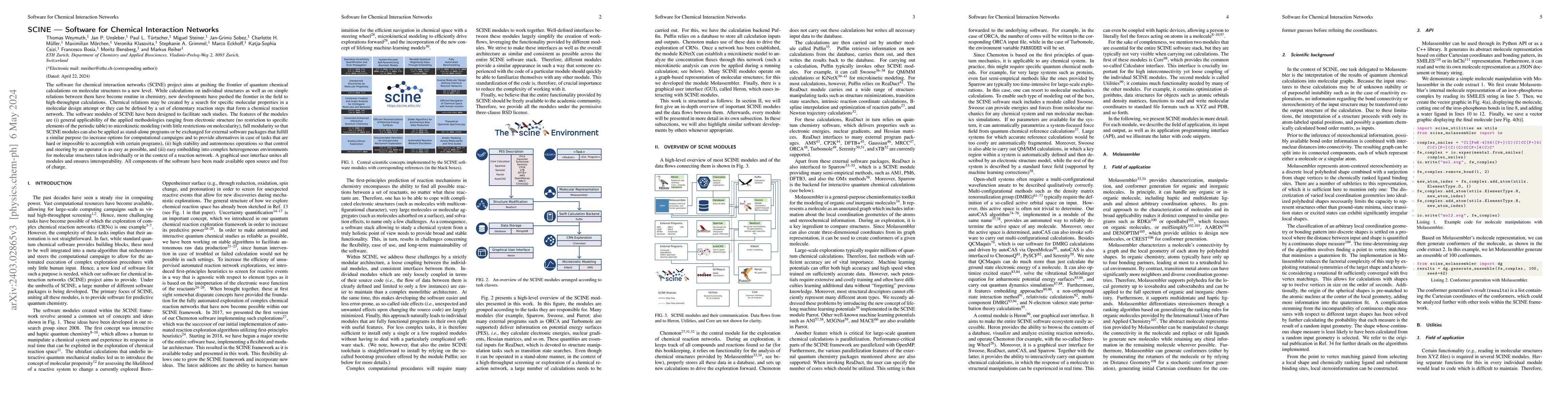 Thumbnail for SCINE -- Software for Chemical Interaction Networks
