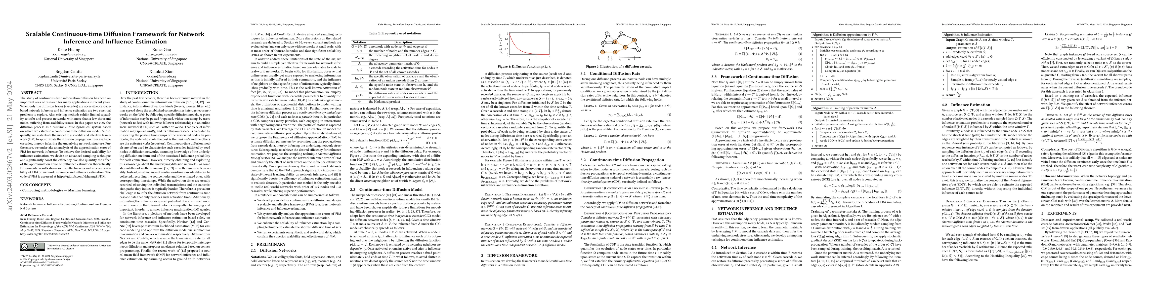 Thumbnail for Scalable Continuous-time Diffusion Framework for Network Inference and
  Influence Estimation