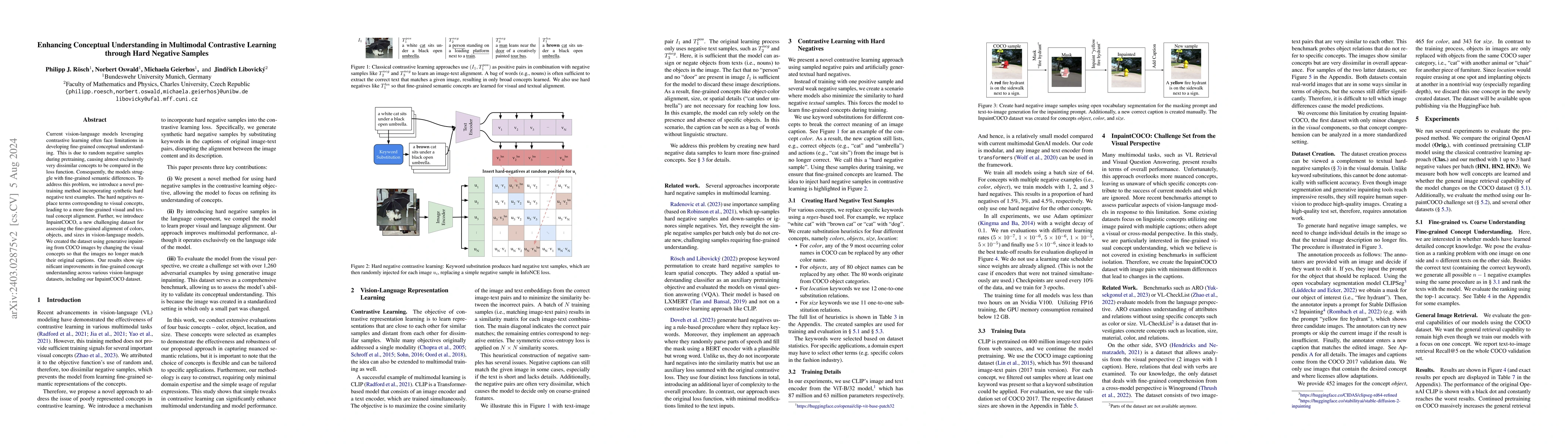 Thumbnail for Enhancing Conceptual Understanding in Multimodal Contrastive Learning
  through Hard Negative Samples