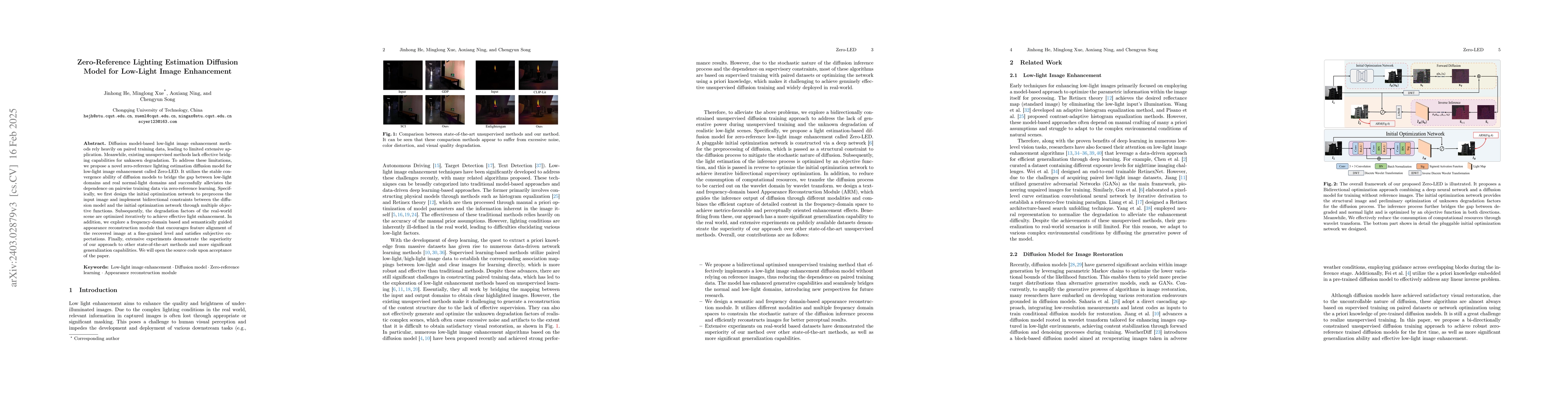 Thumbnail for Zero-LED: Zero-Reference Lighting Estimation Diffusion Model for
  Low-Light Image Enhancement