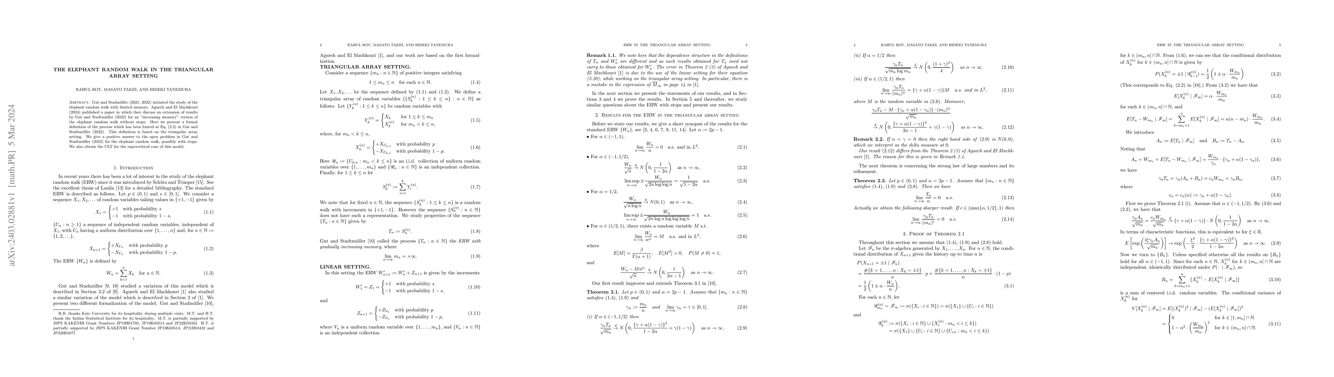 Thumbnail for The elephant random walk in the triangular array setting