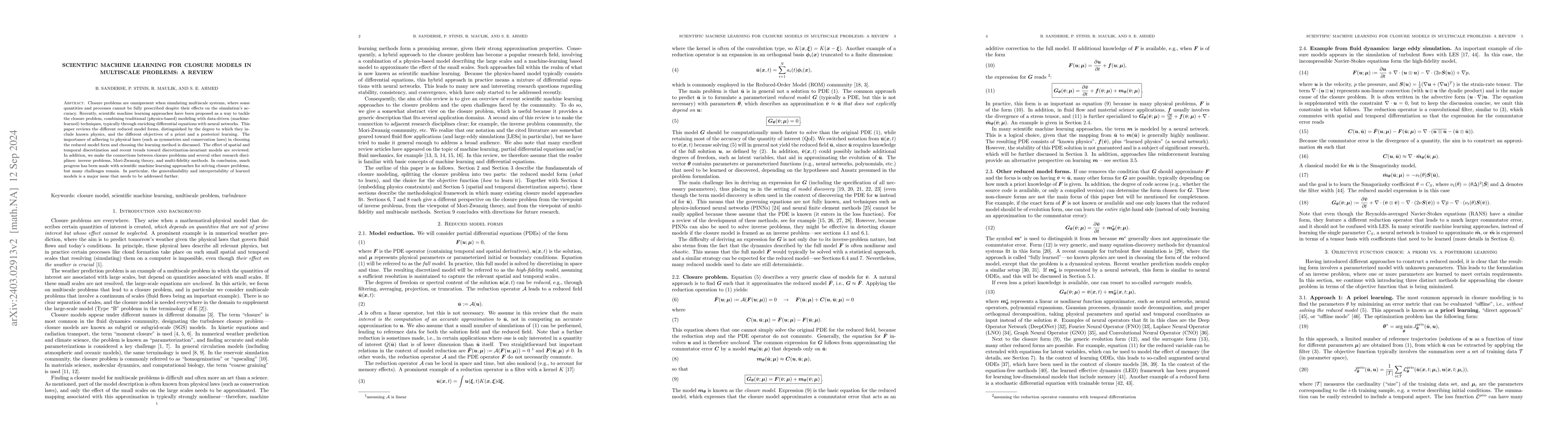Thumbnail for Scientific machine learning for closure models in multiscale problems: a
  review