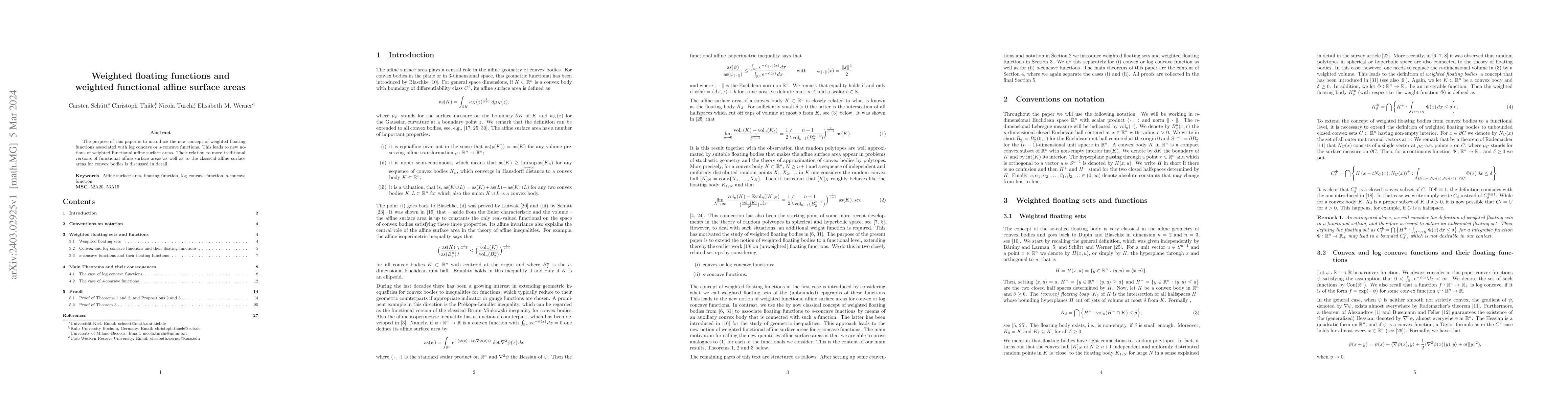 Thumbnail for Weighted floating functions and weighted functional affine surface areas