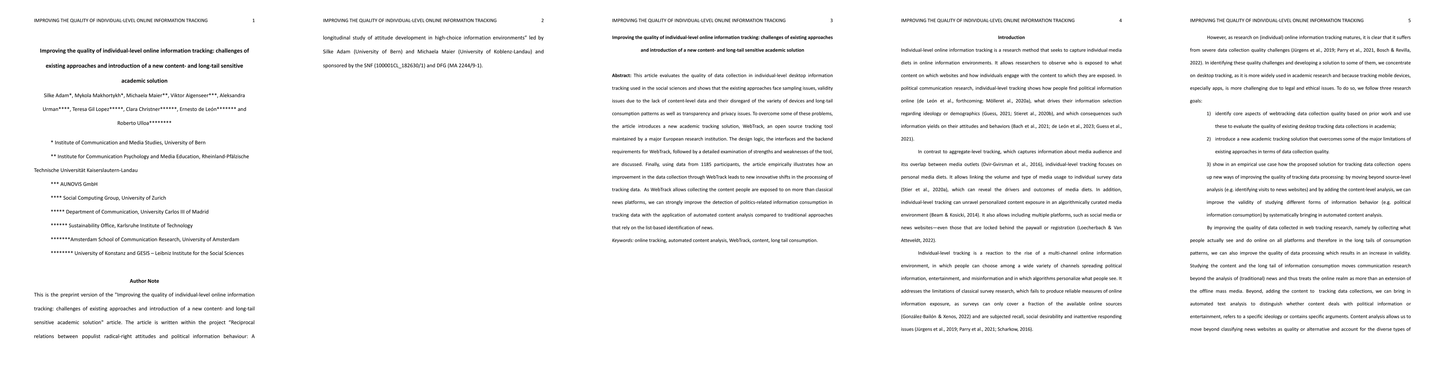 Thumbnail for Improving the quality of individual-level online information tracking:
  challenges of existing approaches and introduction of a new content- and
  long-tail sensitive academic solution
