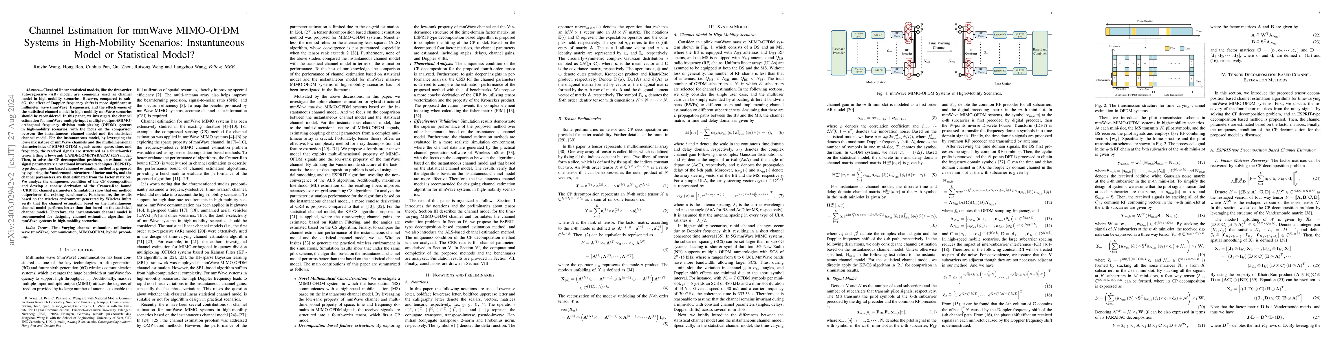 Thumbnail for Tensor Decomposition-based Time Varying Channel Estimation for mmWave
  MIMO-OFDM Systems