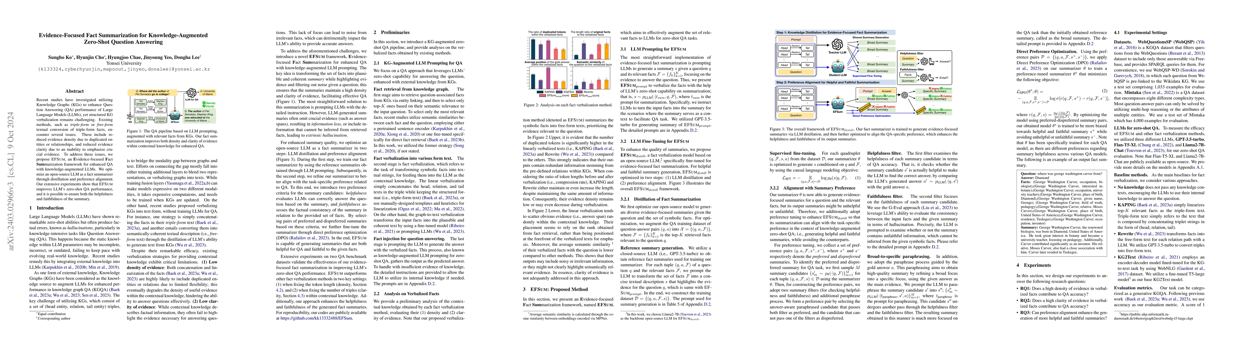 Thumbnail for Evidence-Focused Fact Summarization for Knowledge-Augmented Zero-Shot
  Question Answering