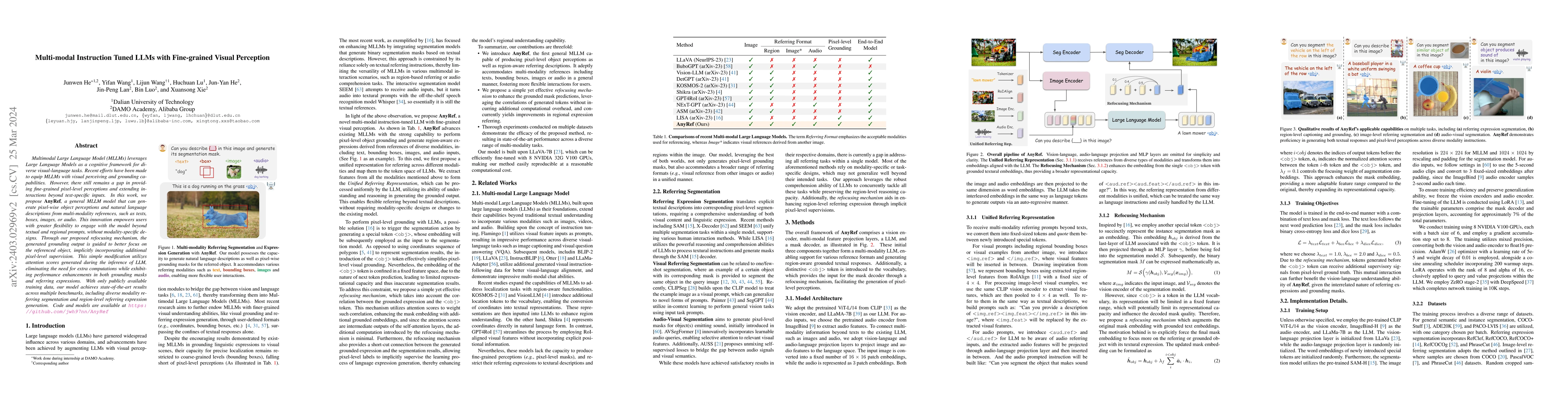 Thumbnail for Multi-modal Instruction Tuned LLMs with Fine-grained Visual Perception