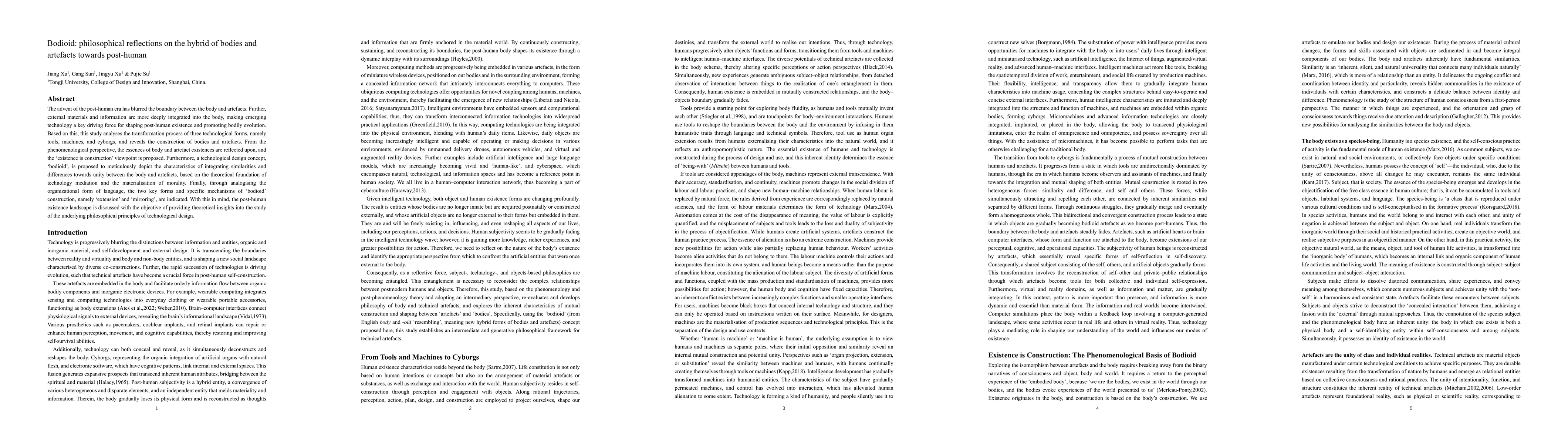 Thumbnail for Bodioid: philosophical reflections on the hybrid of bodies and artefacts
  towards post-human