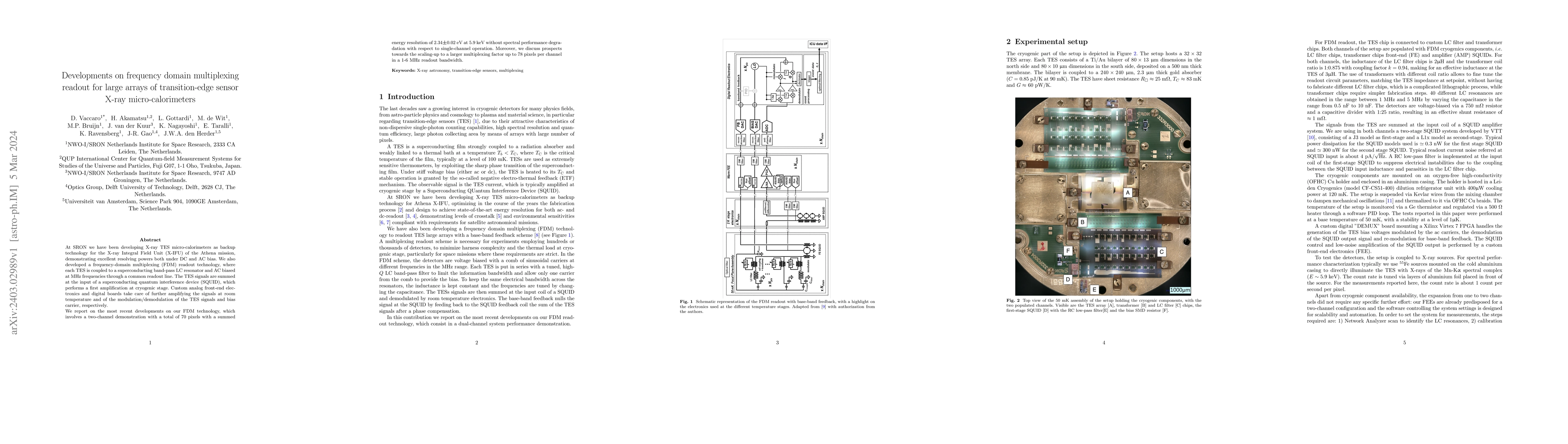 Thumbnail for Developments on frequency domain multiplexing readout for large arrays
  of transition-edge sensor X-ray micro-calorimeters