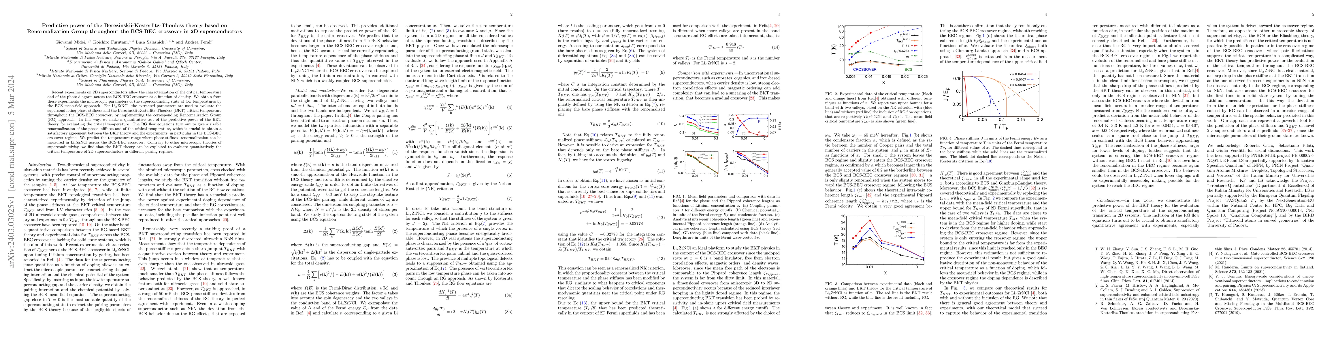 Thumbnail for Predictive power of the Berezinskii-Kosterlitz-Thouless theory based on
  Renormalization Group throughout the BCS-BEC crossover in 2D superconductors