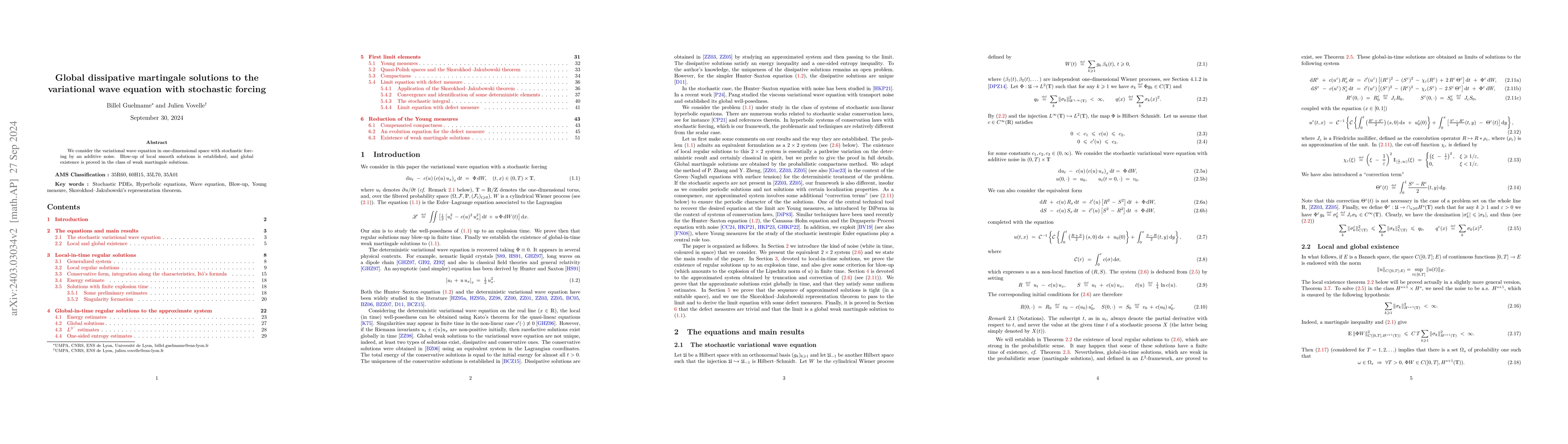 Thumbnail for Global dissipative martingale solutions to the variational wave equation
  with stochastic forcing