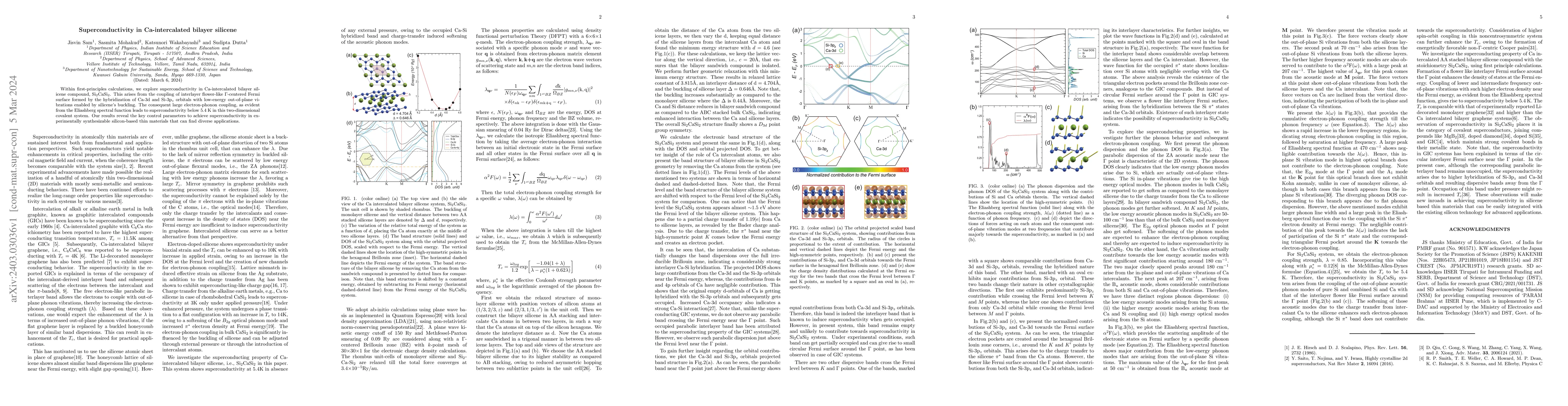 Thumbnail for Superconductivity in Ca-intercalated bilayer silicene