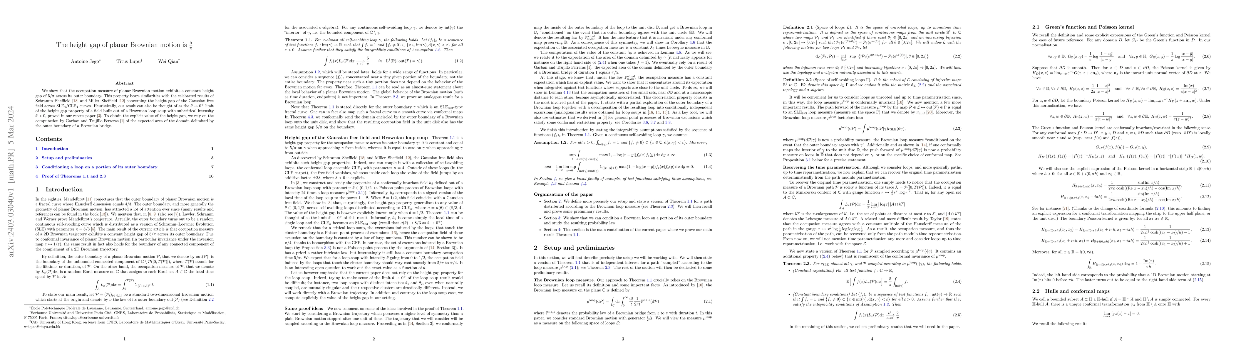Thumbnail for The height gap of planar Brownian motion is $\frac{5}{\pi}$