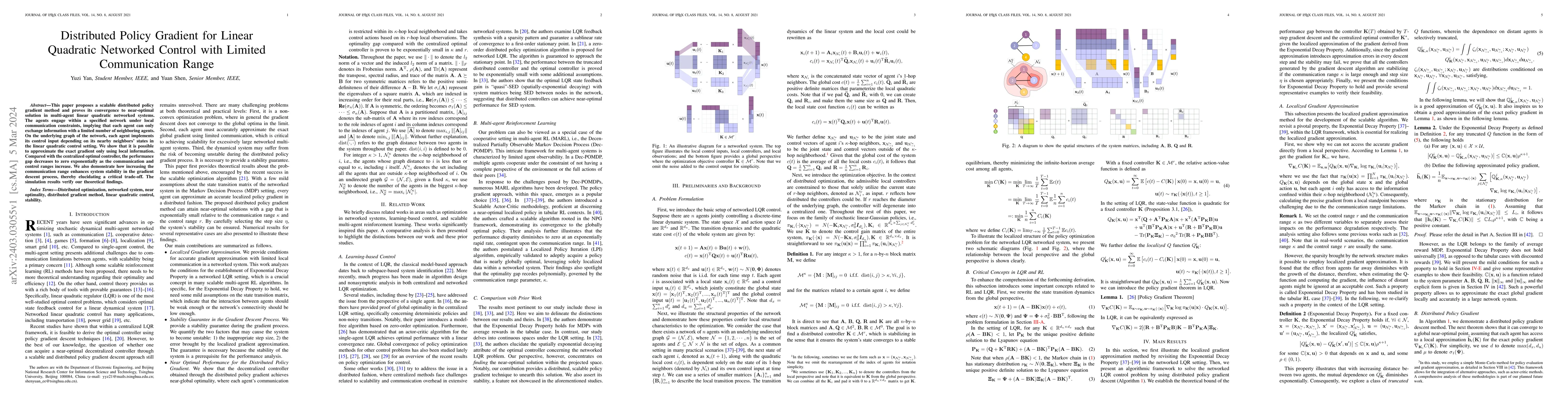 Thumbnail for Distributed Policy Gradient for Linear Quadratic Networked Control with
  Limited Communication Range