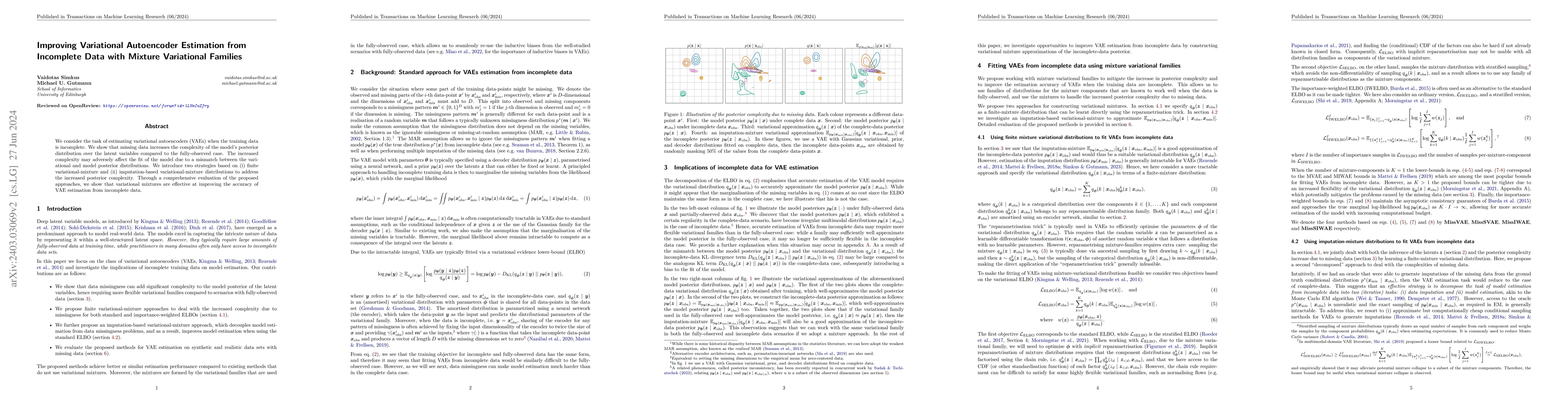 Thumbnail for Improving Variational Autoencoder Estimation from Incomplete Data with
  Mixture Variational Families