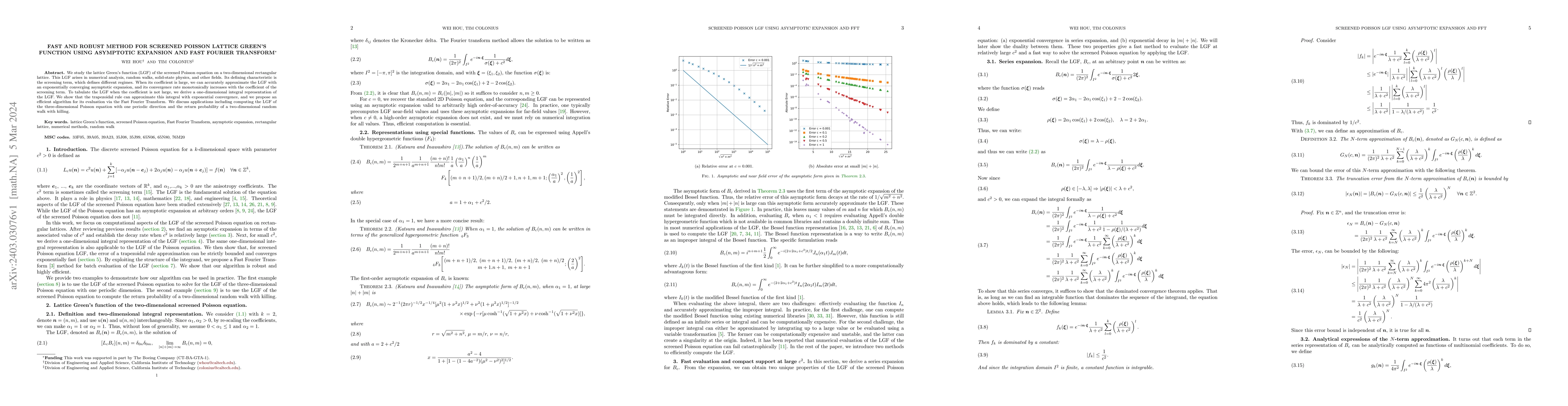 Thumbnail for Fast and robust method for screened Poisson lattice Green's function
  using asymptotic expansion and Fast Fourier Transform