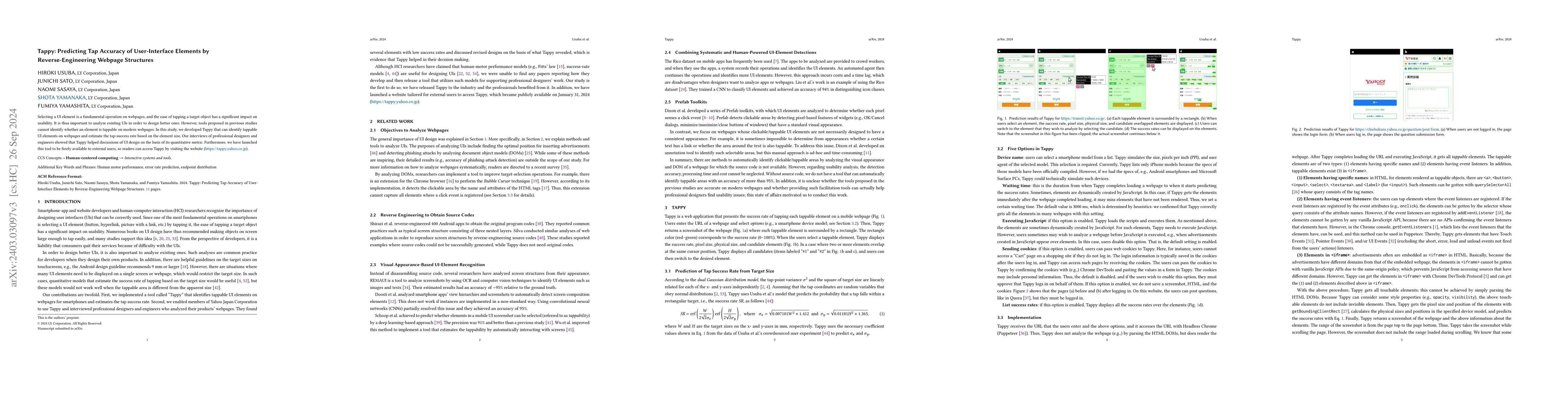 Thumbnail for Tappy: Predicting Tap Accuracy of User-Interface Elements by
  Reverse-Engineering Webpage Structures