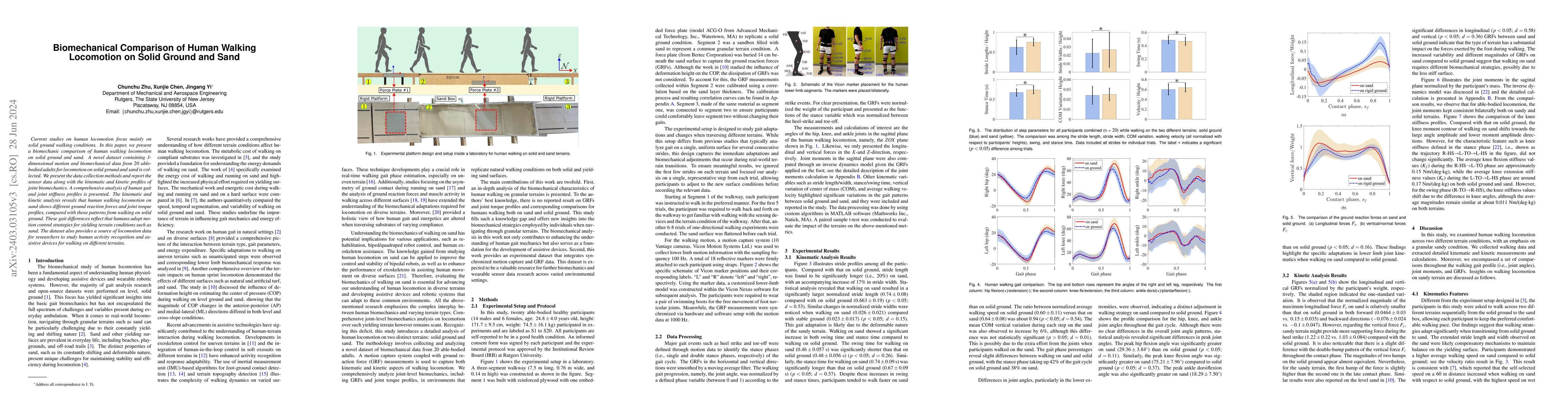 Thumbnail for Biomechanical Comparison of Human Walking Locomotion on Solid Ground and
  Sand