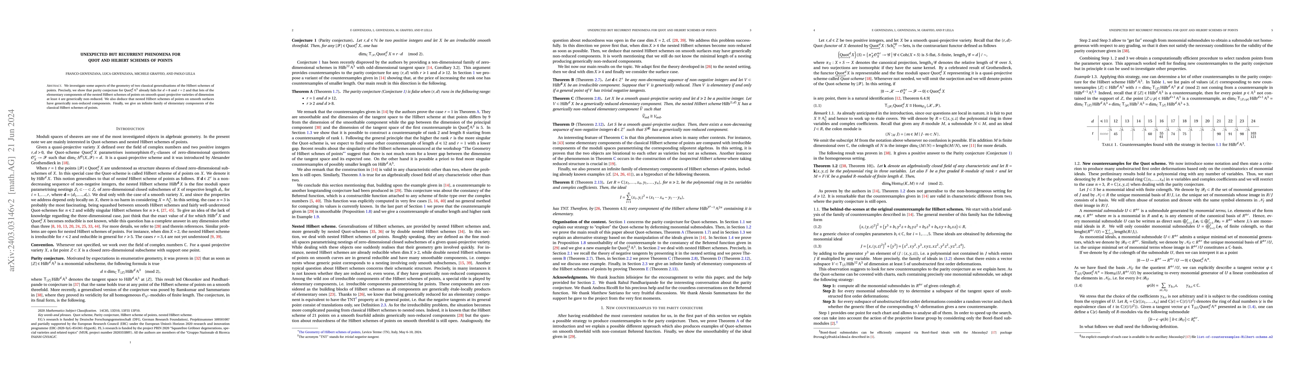 Thumbnail for Unexpected but recurrent phenomena for Quot and Hilbert schemes of
  points