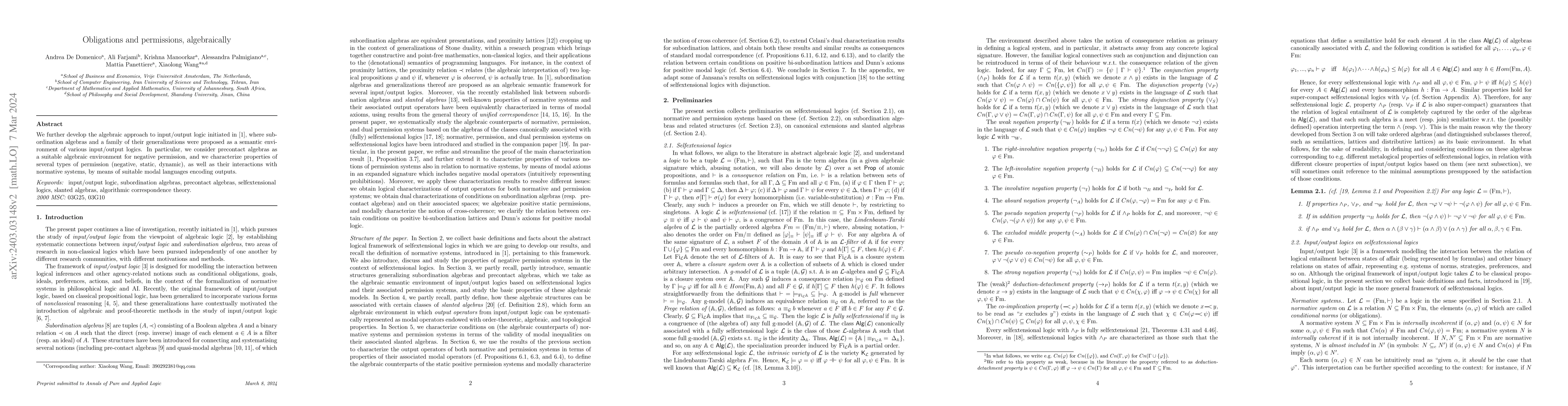 Thumbnail for Obligations and permissions, algebraically