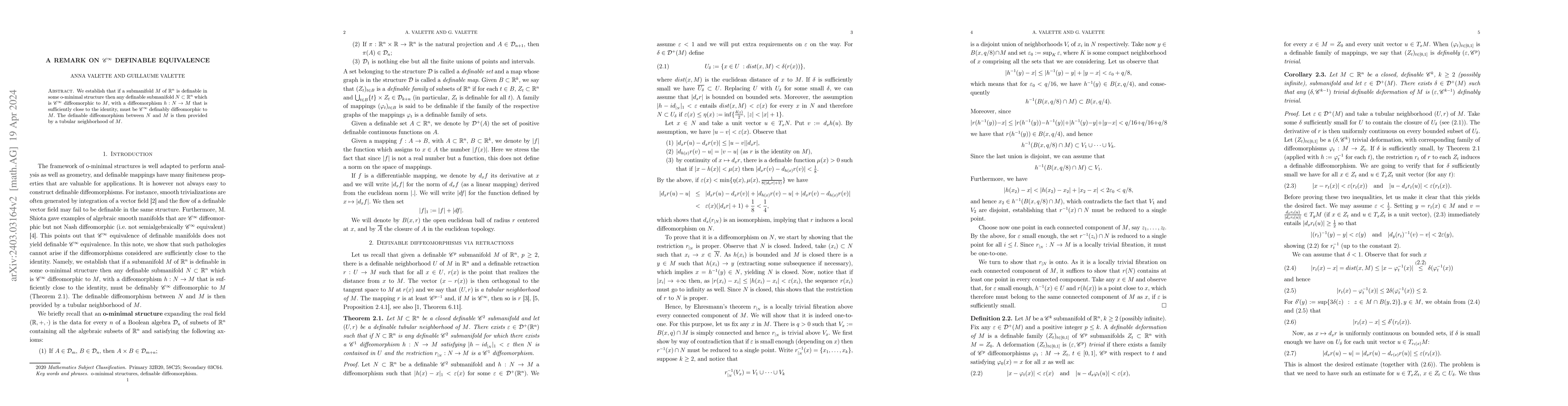 Thumbnail for A remark on $\mathscr{C}^\infty$ definable equivalence