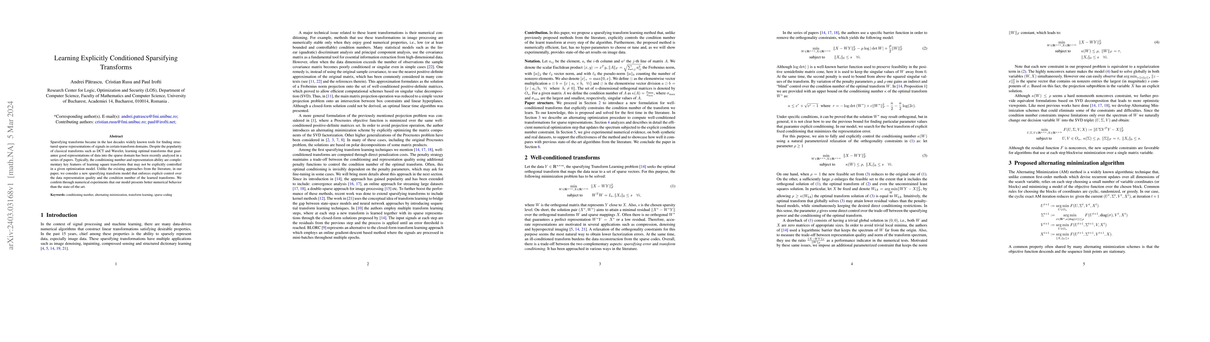 Thumbnail for Learning Explicitly Conditioned Sparsifying Transforms
