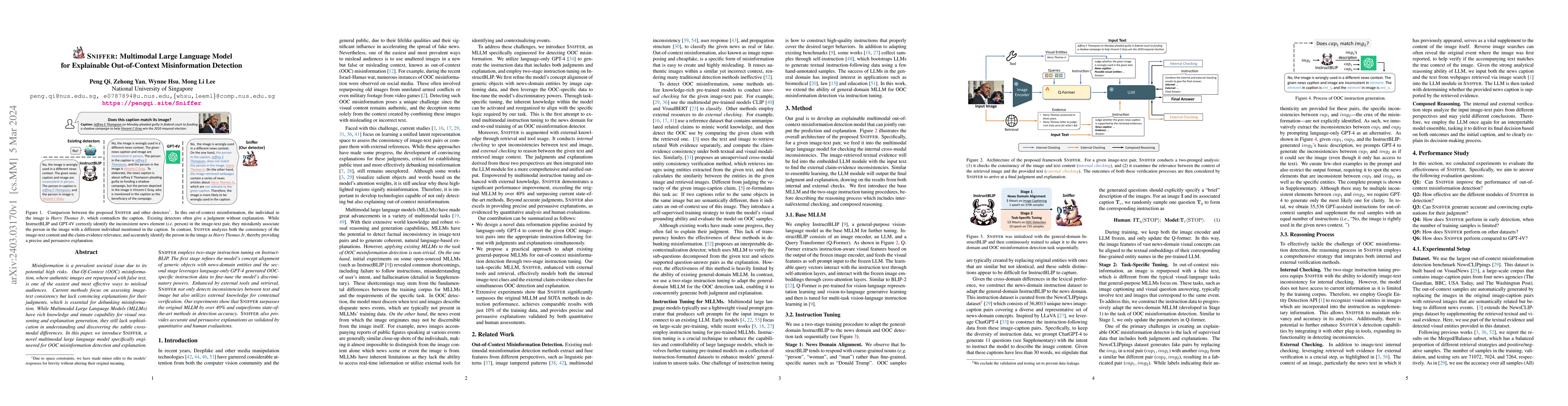 Thumbnail for SNIFFER: Multimodal Large Language Model for Explainable Out-of-Context
  Misinformation Detection