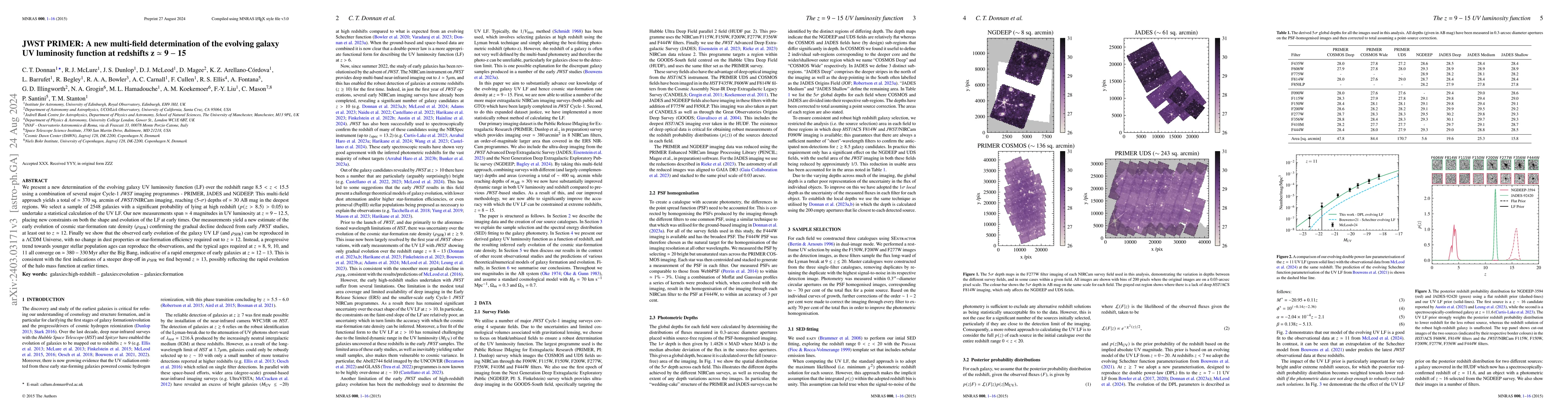 Thumbnail for JWST PRIMER: A new multi-field determination of the evolving galaxy UV
  luminosity function at redshifts $\mathbf{z \simeq 9-15}$