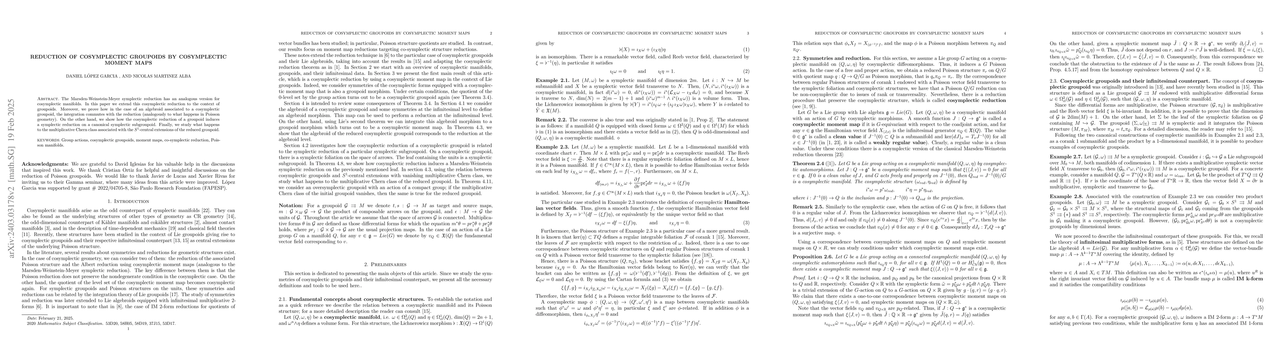 Thumbnail for Reduction of Cosymplectic Groupoids
