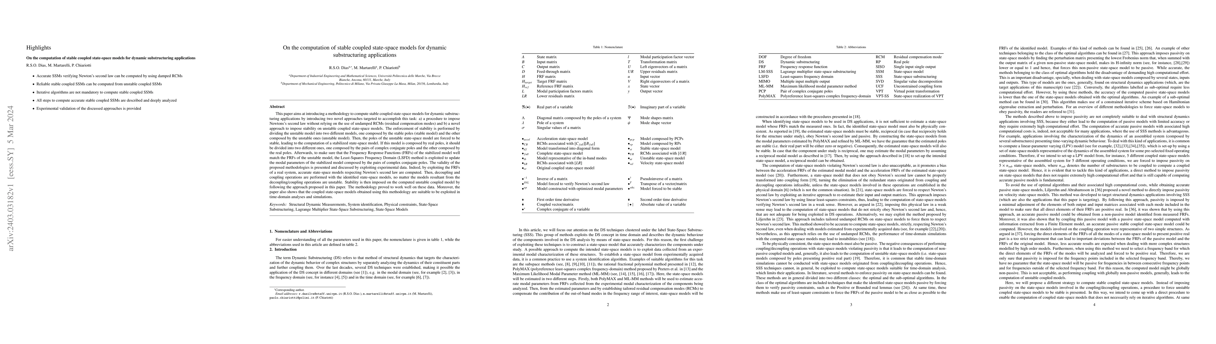 Thumbnail for On the computation of stable coupled state-space models for dynamic
  substructuring applications
