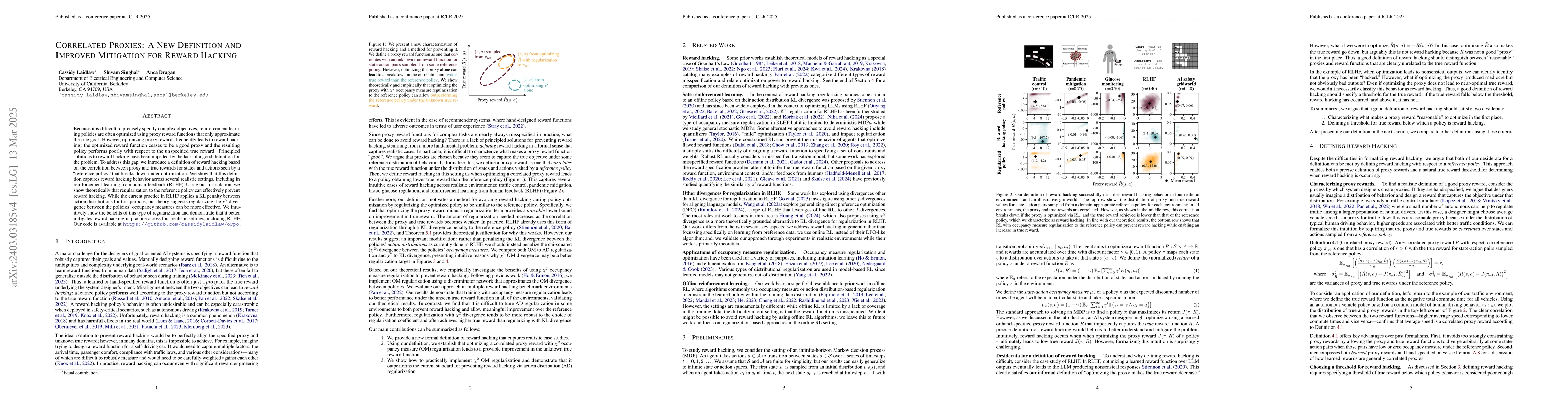 Thumbnail for Preventing Reward Hacking with Occupancy Measure Regularization
