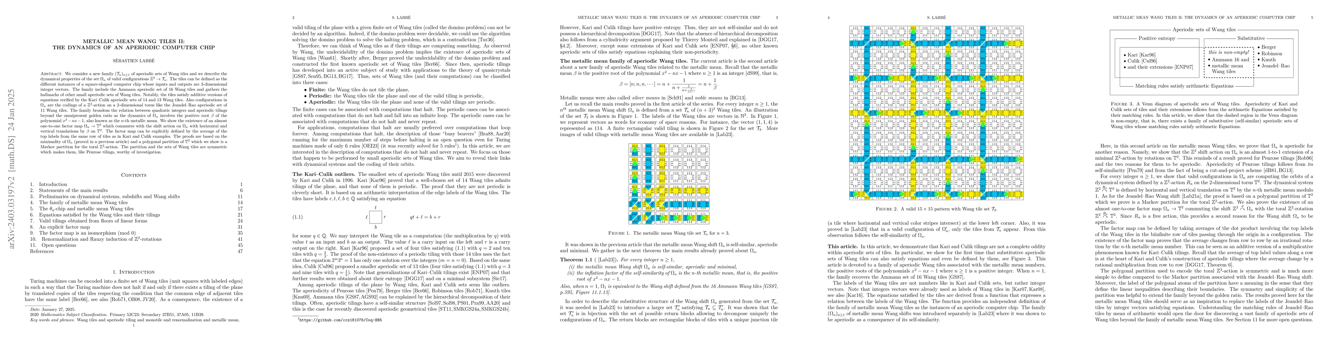 Thumbnail for Metallic mean Wang tiles II: the dynamics of an aperiodic computer chip