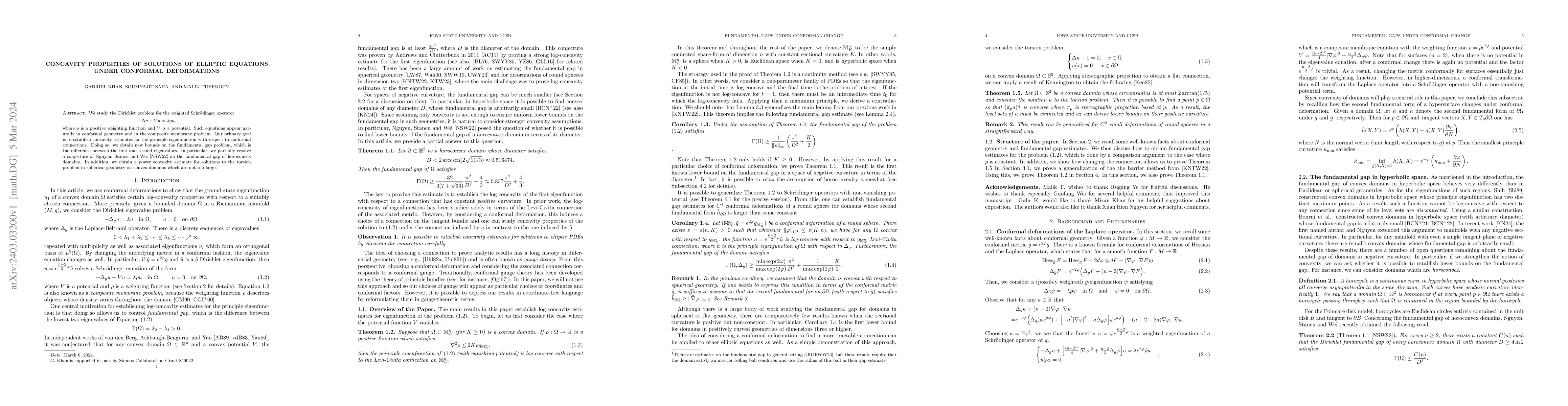 Thumbnail for Concavity Properties of Solutions of Elliptic Equations under Conformal
  Deformations