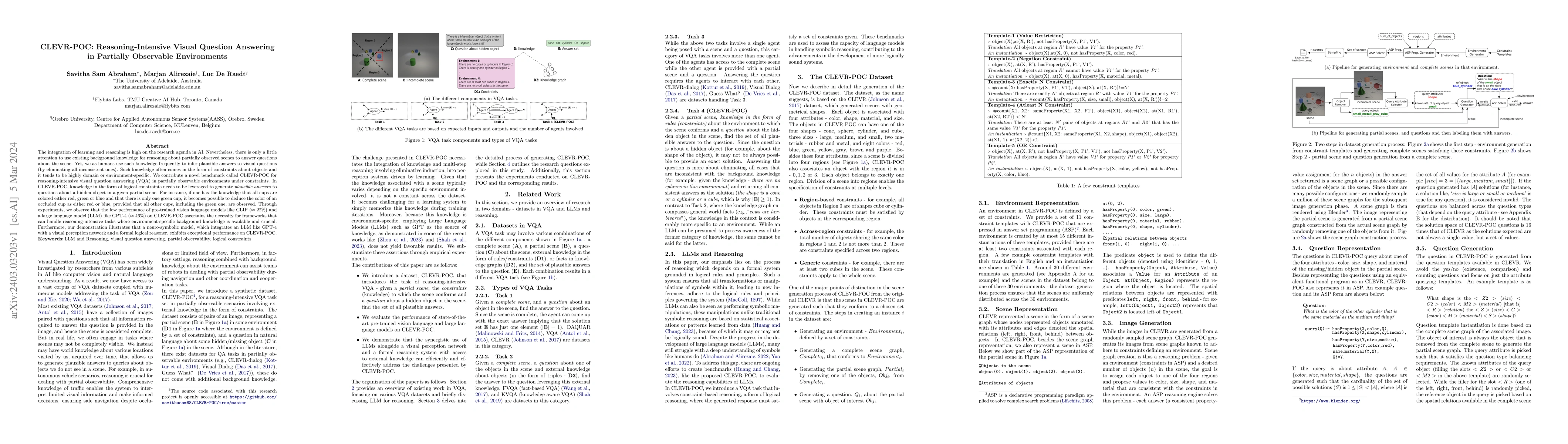 Thumbnail for CLEVR-POC: Reasoning-Intensive Visual Question Answering in Partially
  Observable Environments