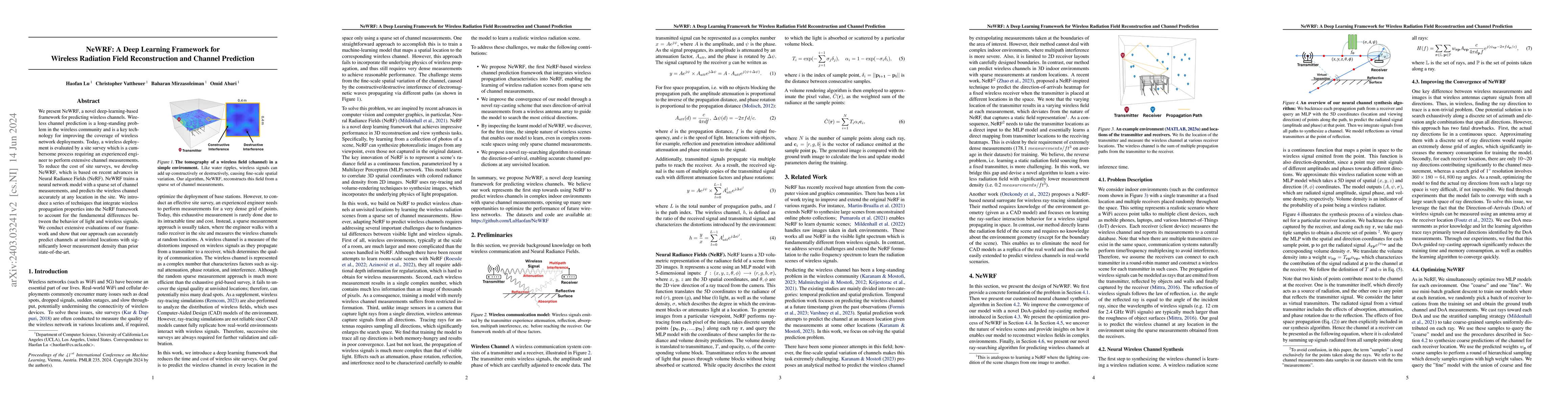 Thumbnail for NeWRF: A Deep Learning Framework for Wireless Radiation Field
  Reconstruction and Channel Prediction