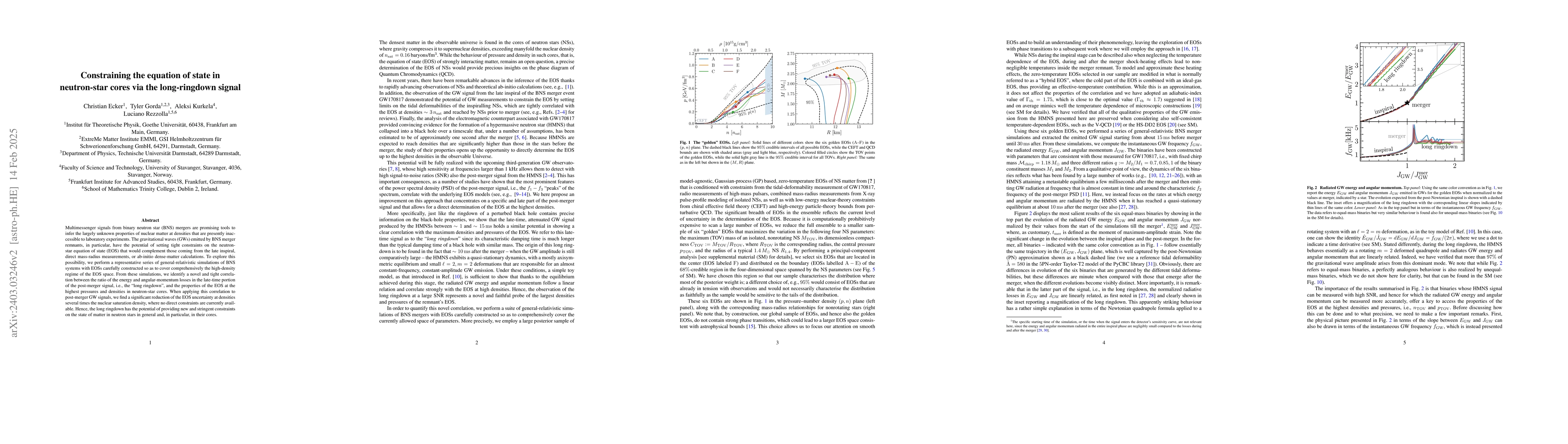 Thumbnail for Listening to the long ringdown: a novel way to pinpoint the equation of
  state in neutron-star cores