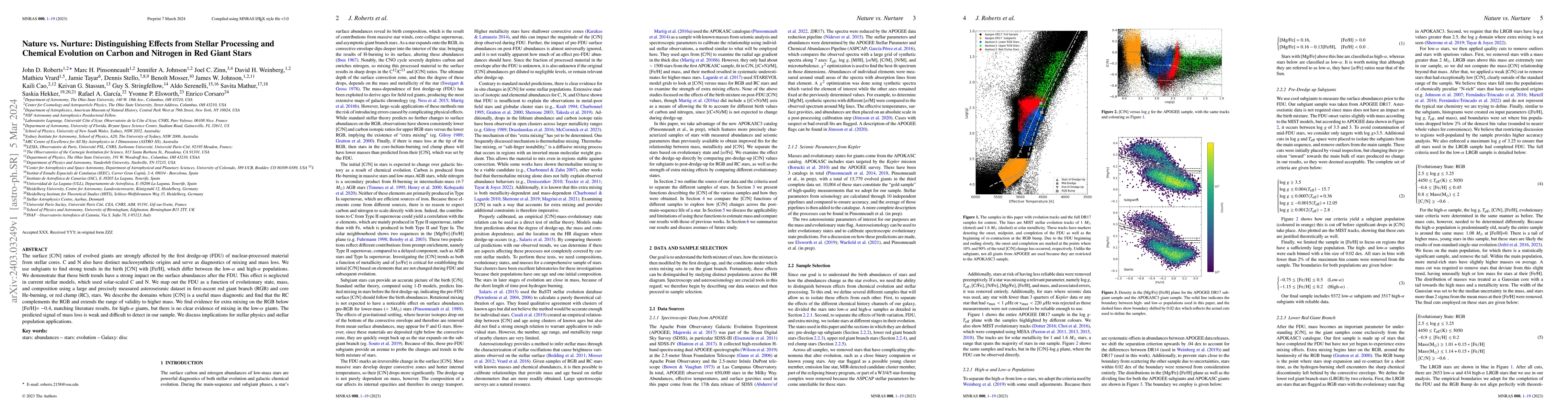 Thumbnail for Nature vs. Nurture: Distinguishing Effects from Stellar Processing and
  Chemical Evolution on Carbon and Nitrogen in Red Giant Stars