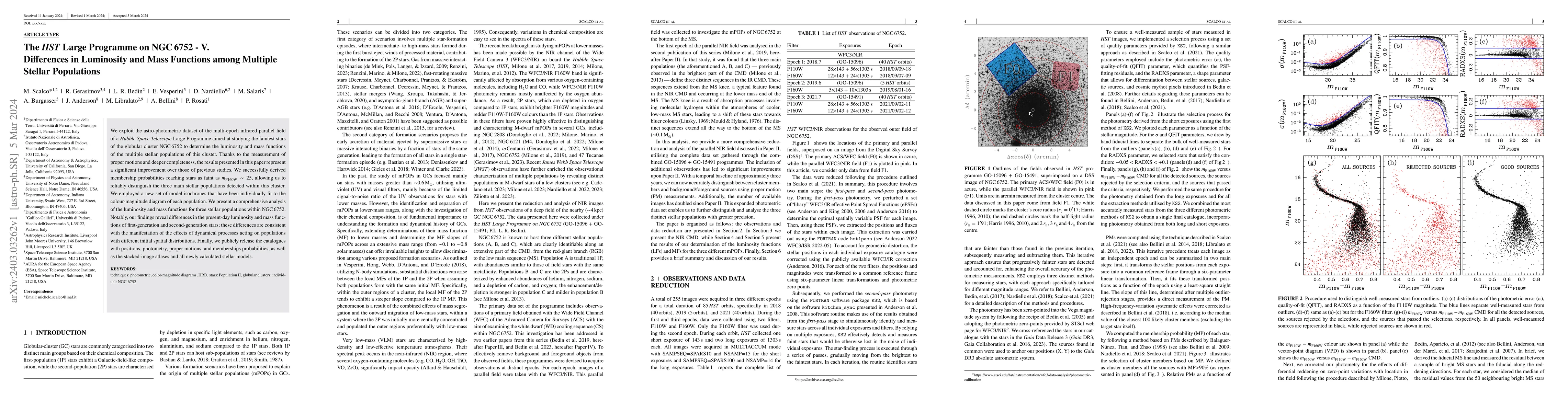 Thumbnail for The $\textit{HST}$ Large Programme on NGC$\,$6752 -- V. Differences in
  Luminosity and Mass Functions among Multiple Stellar Populations