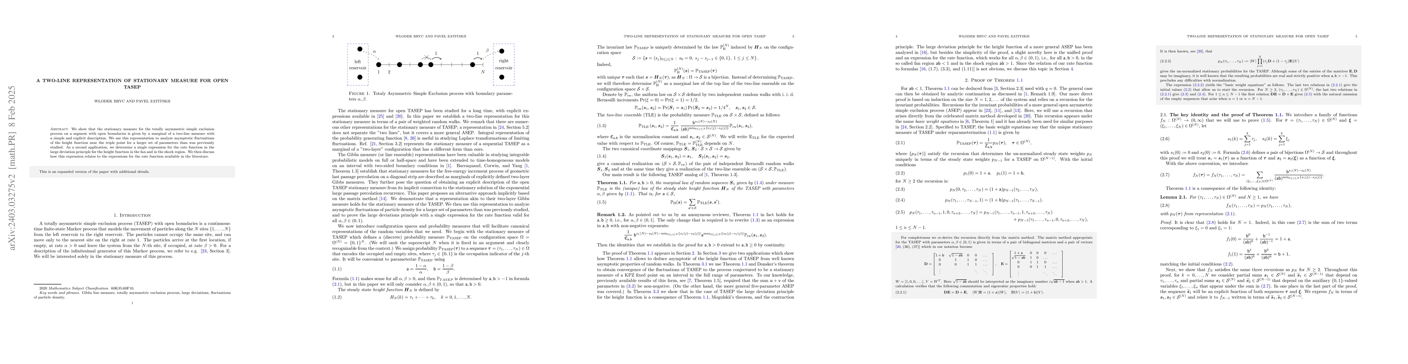 Thumbnail for A two-line representation of stationary measure for open TASEP