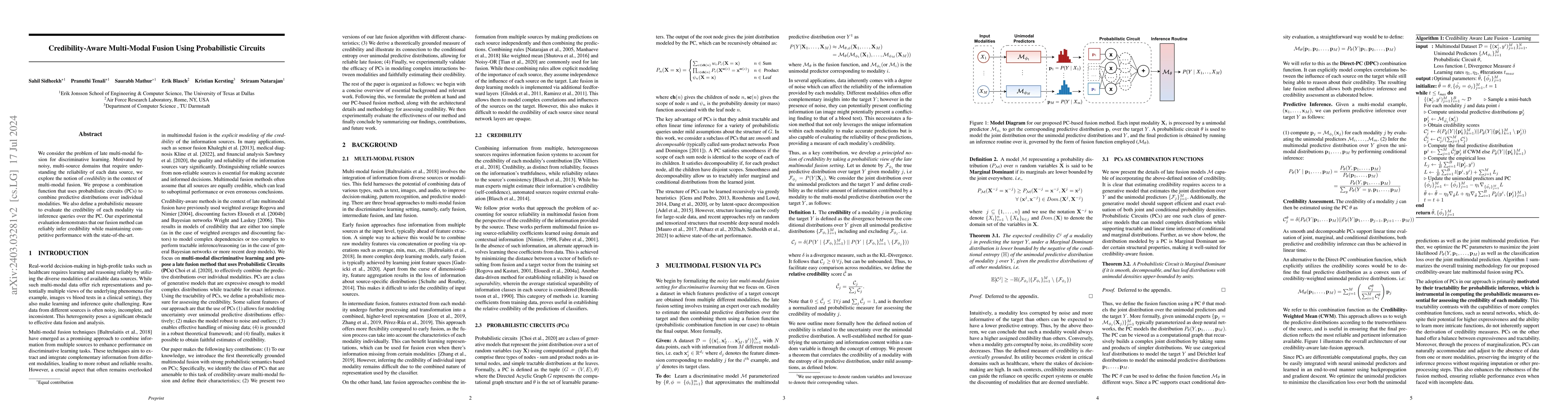 Thumbnail for Credibility-Aware Multi-Modal Fusion Using Probabilistic Circuits