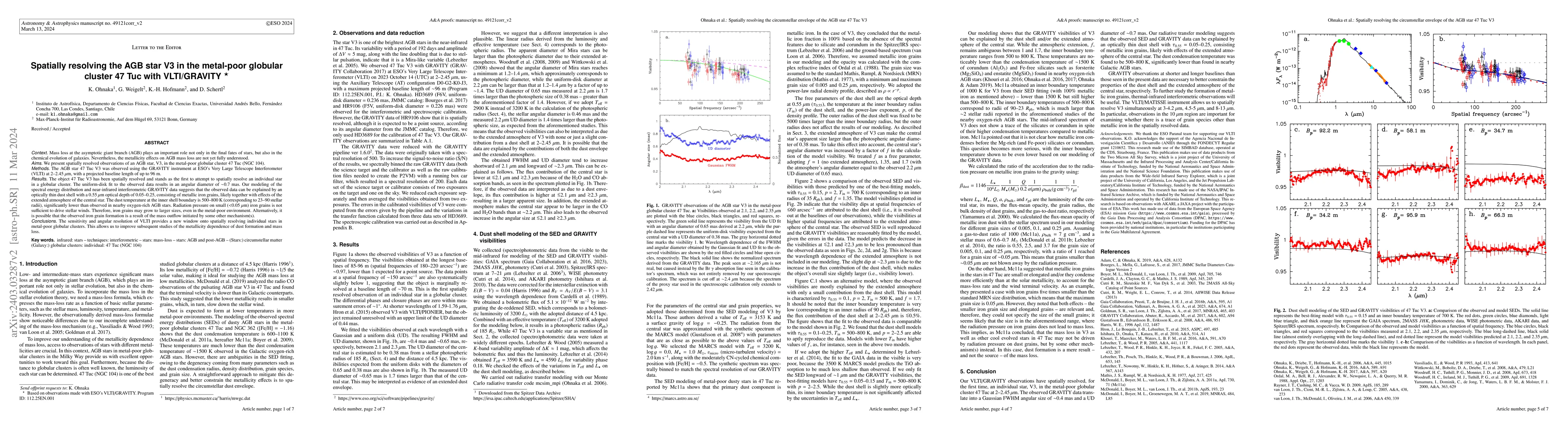 Thumbnail for Spatially resolving the AGB star V3 in the metal-poor globular cluster
  47 Tuc with VLTI/GRAVITY