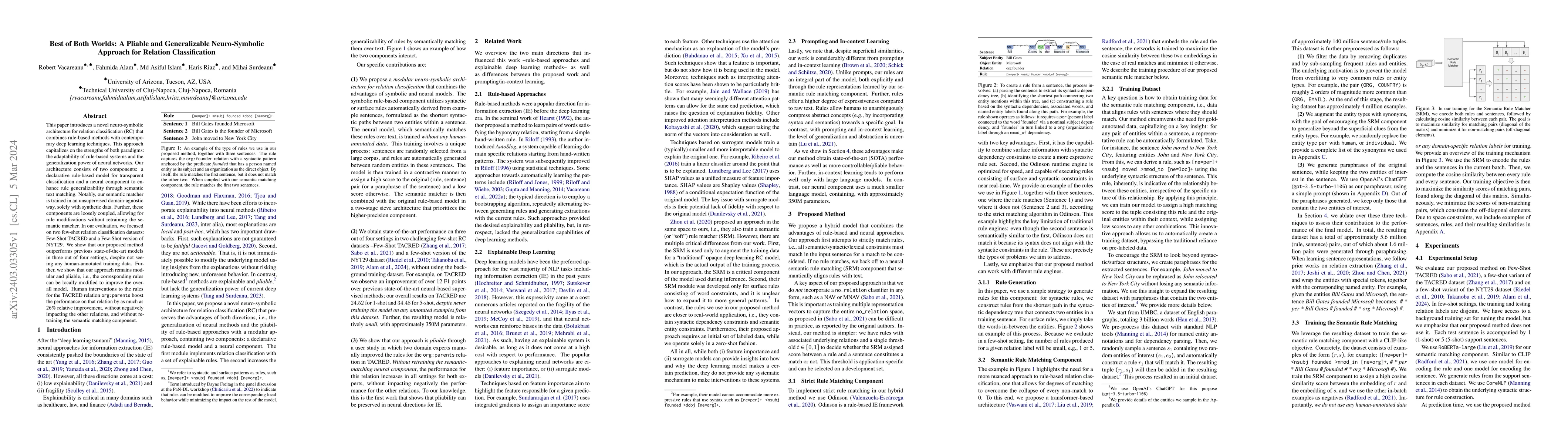 Thumbnail for Best of Both Worlds: A Pliable and Generalizable Neuro-Symbolic Approach
  for Relation Classification