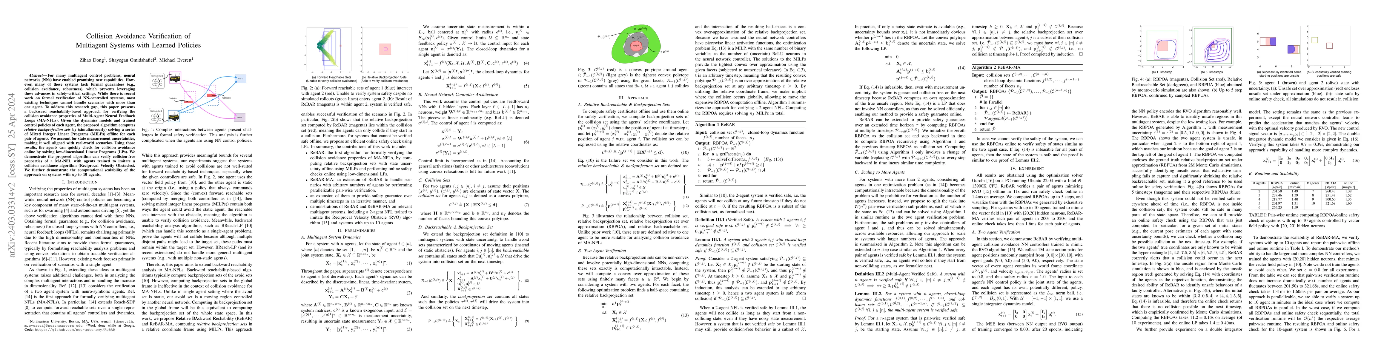Thumbnail for Collision Avoidance Verification of Multiagent Systems with Learned
  Policies