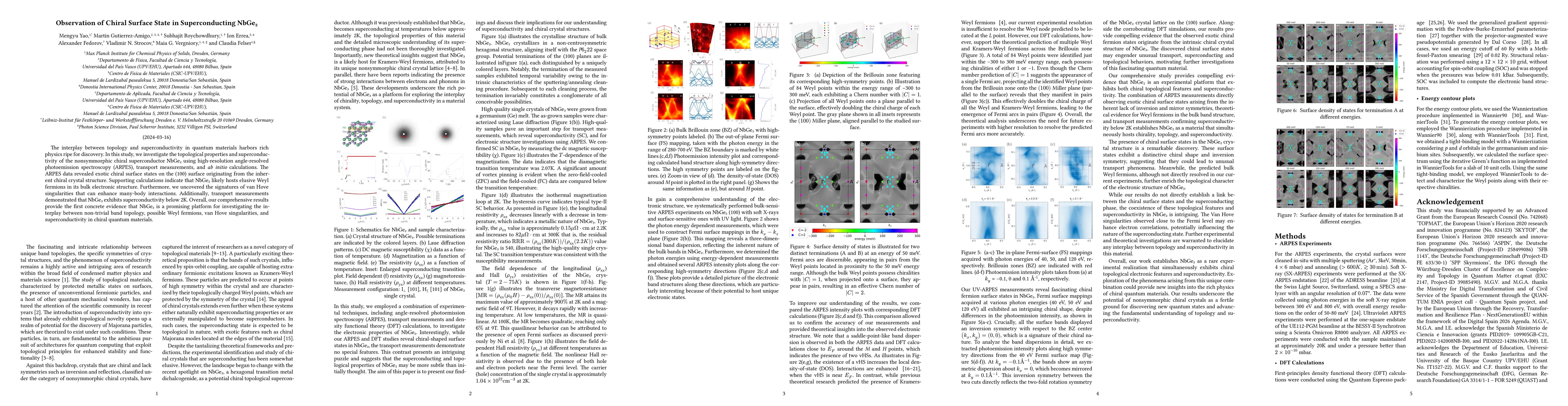Thumbnail for Observation of Chiral Surface State in Superconducting NbGe$_2$