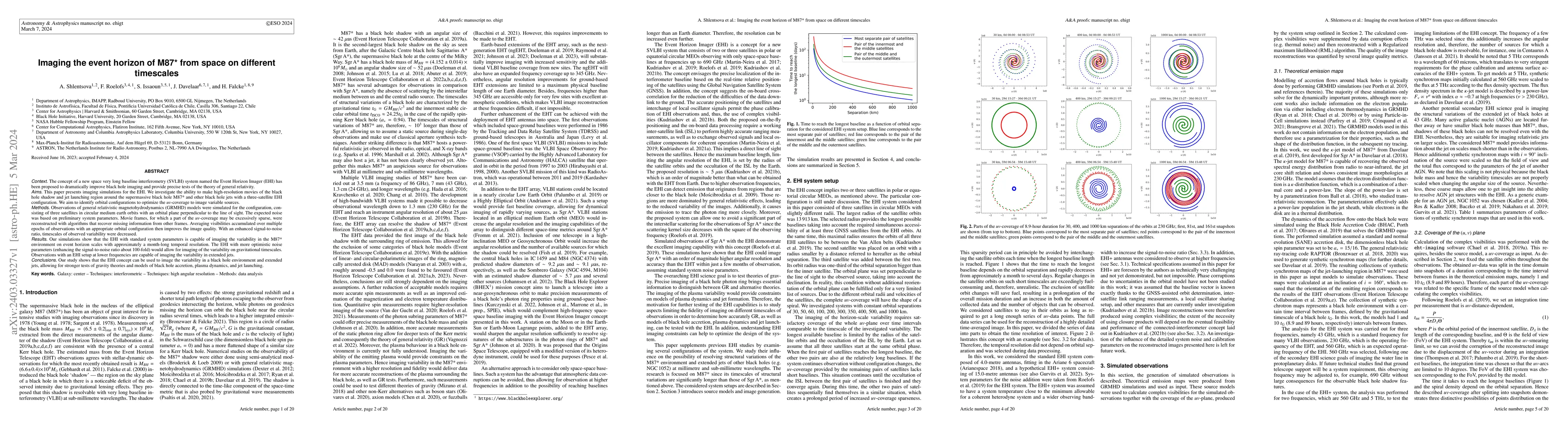Thumbnail for Imaging the event horizon of M87* from space on different timescales