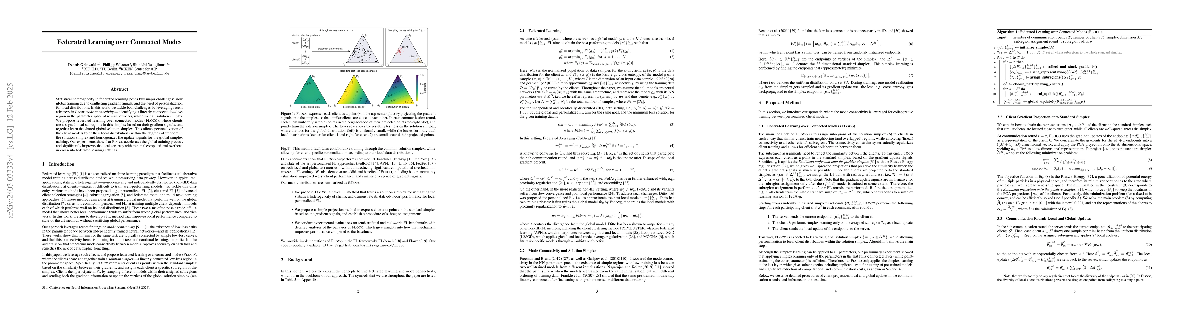 Thumbnail for Federated Learning over Connected Modes