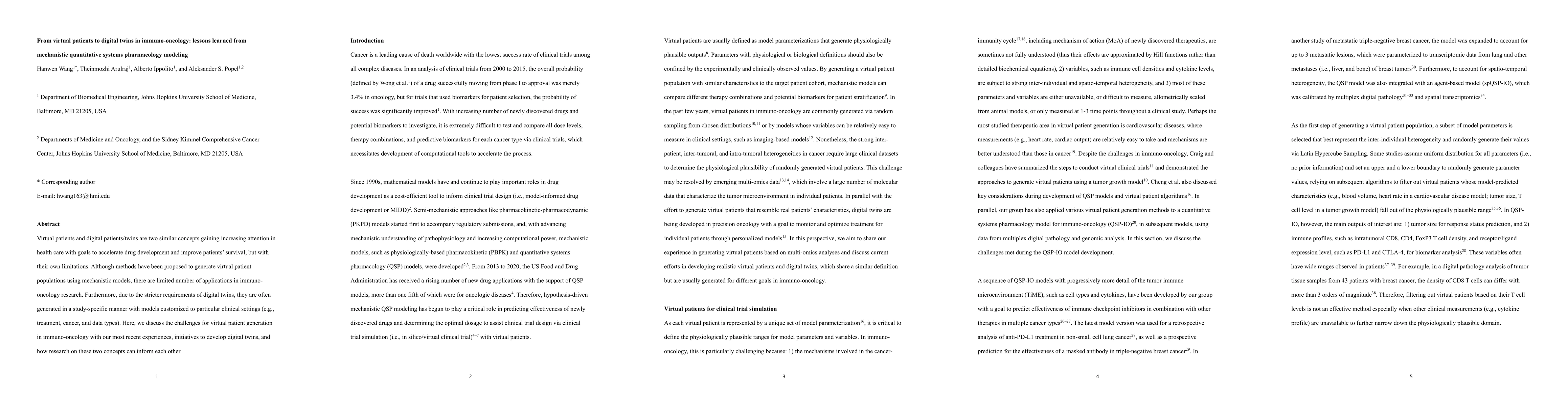 Thumbnail for From virtual patients to digital twins in immuno-oncology: lessons
  learned from mechanistic quantitative systems pharmacology modeling